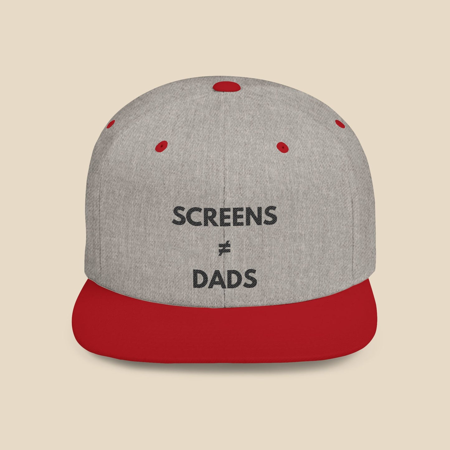 Screens ≠ Dads Flat Bill Snapback Hat – Marriage Material - Black on Light Material