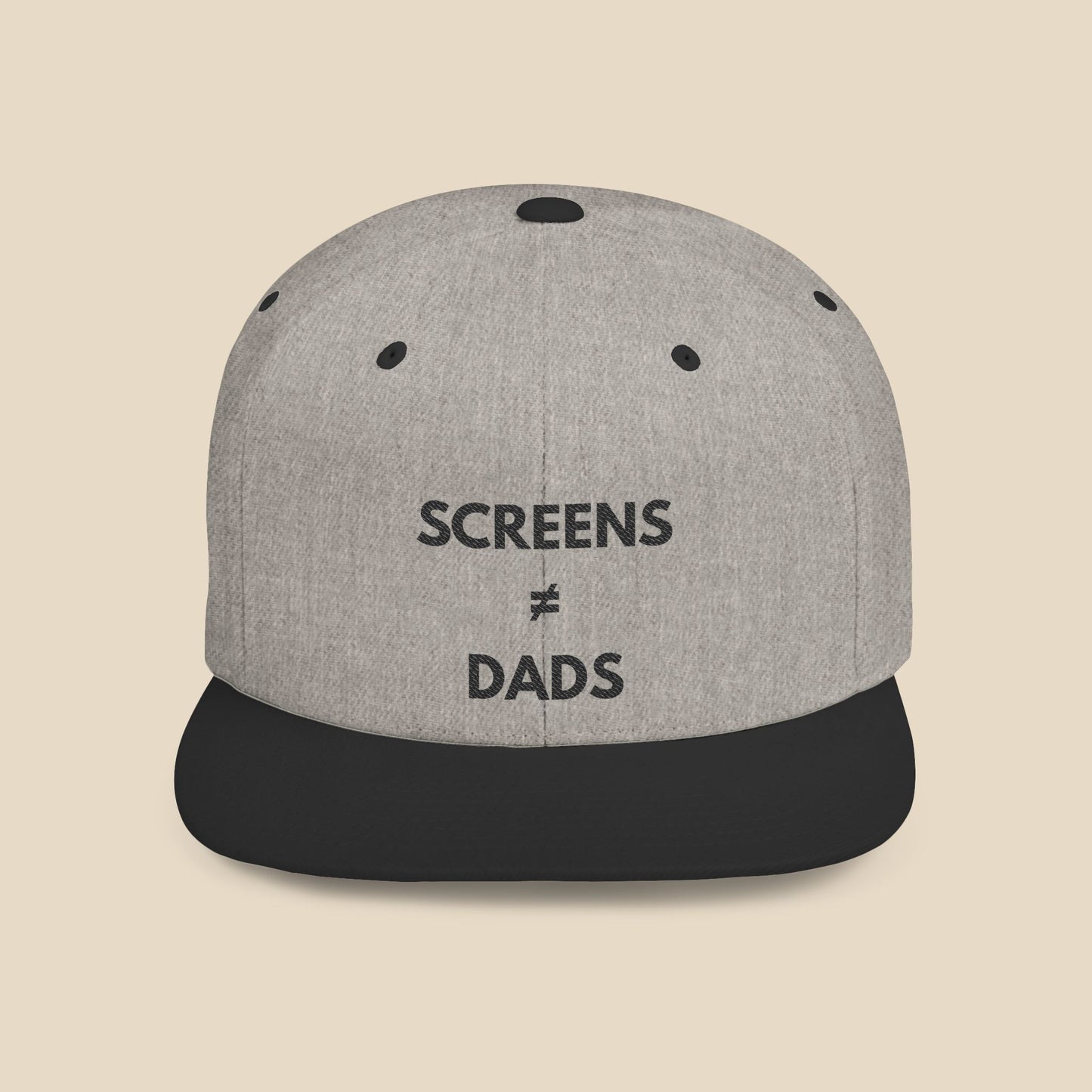Screens ≠ Dads Flat Bill Snapback Hat – Marriage Material - Black on Light Material