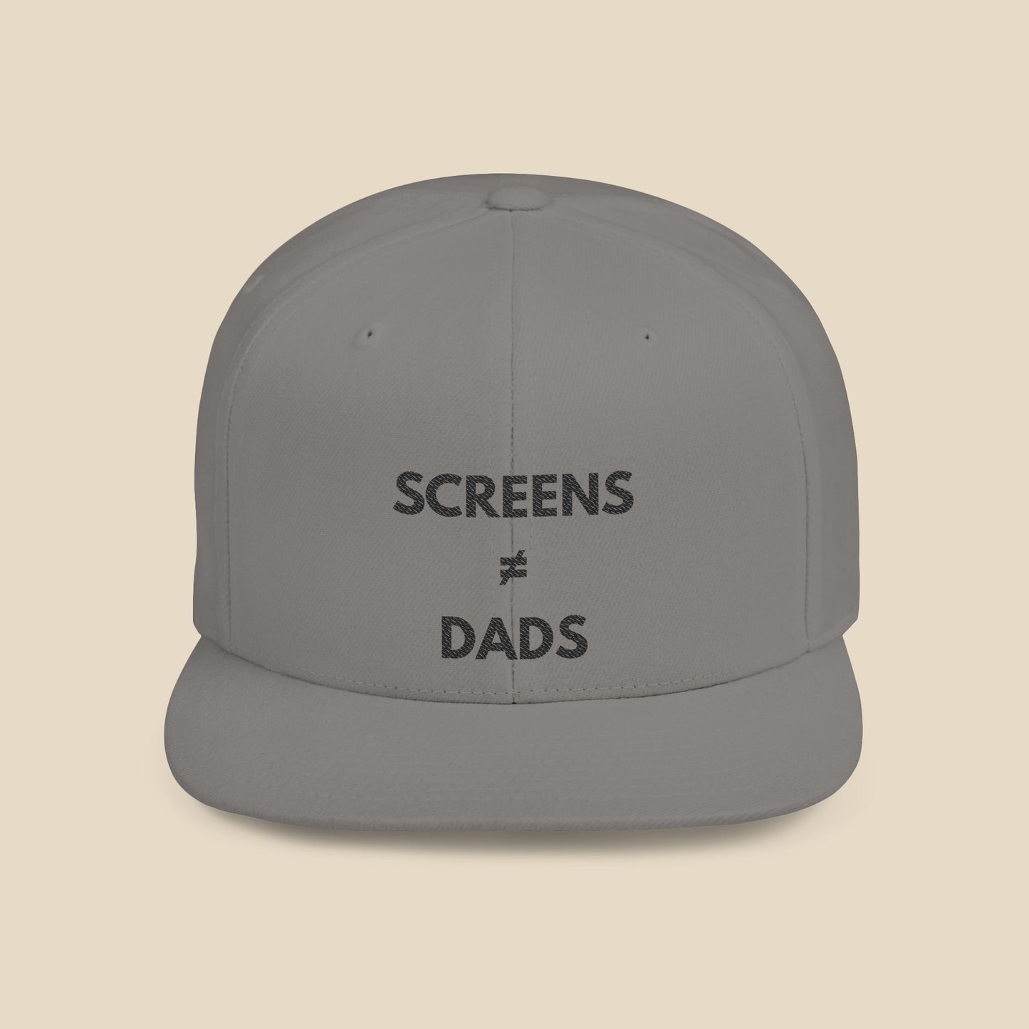 Screens ≠ Dads Flat Bill Snapback Hat – Marriage Material - Black on Light Material
