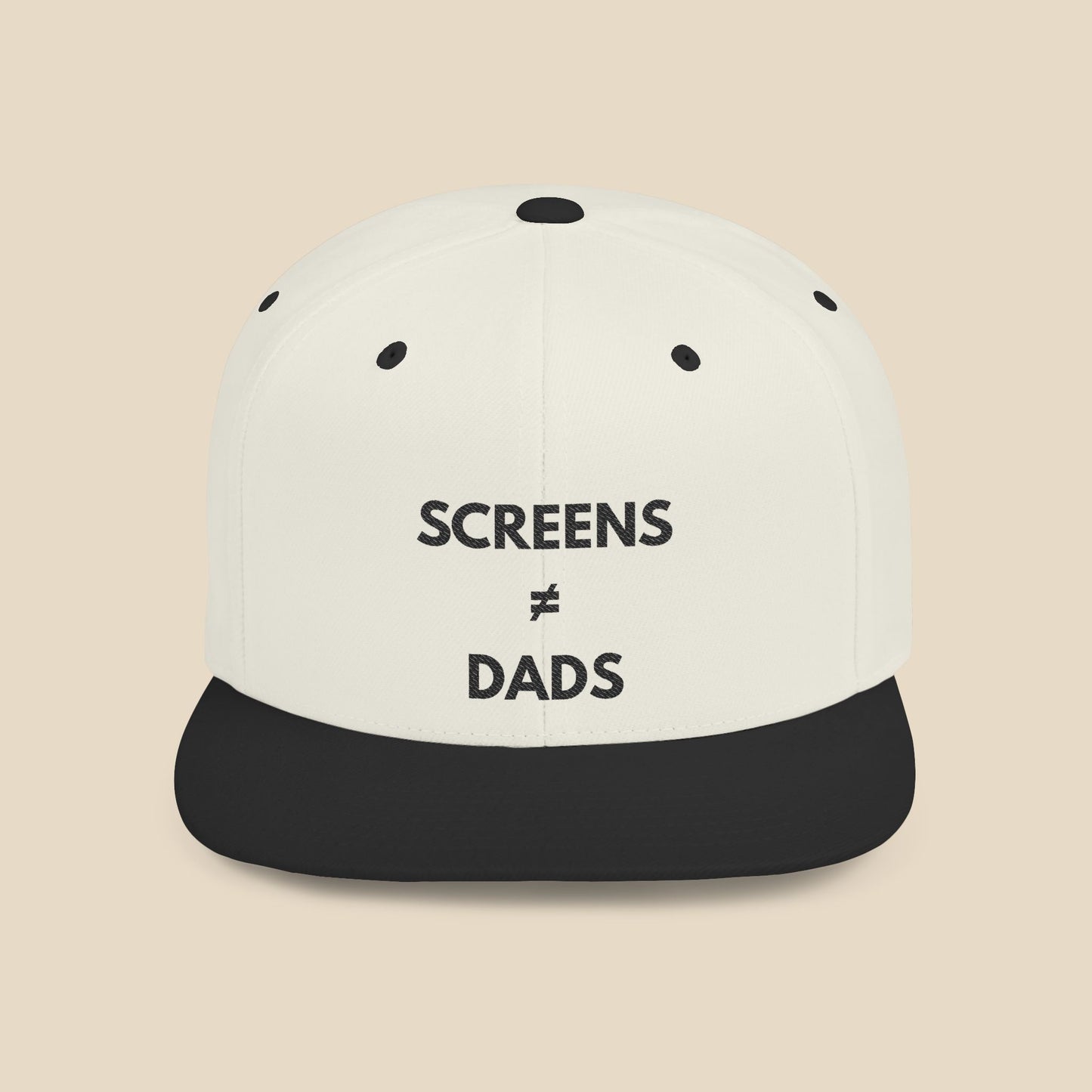 Screens ≠ Dads Flat Bill Snapback Hat – Marriage Material - Black on Light Material