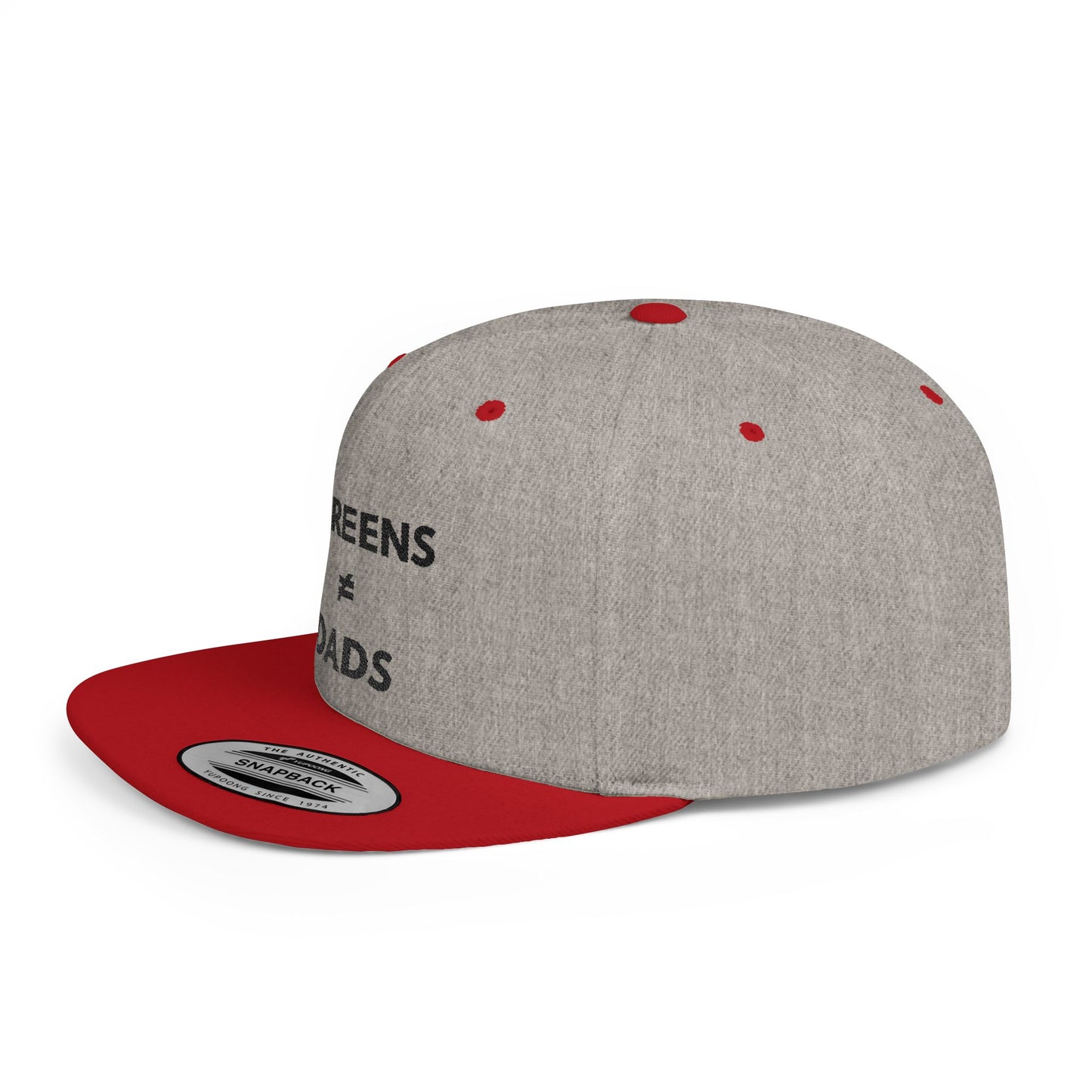 Screens ≠ Dads Flat Bill Snapback Hat – Marriage Material - Black on Light Material