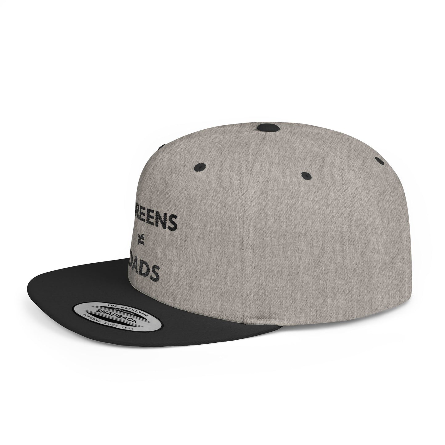 Screens ≠ Dads Flat Bill Snapback Hat – Marriage Material - Black on Light Material