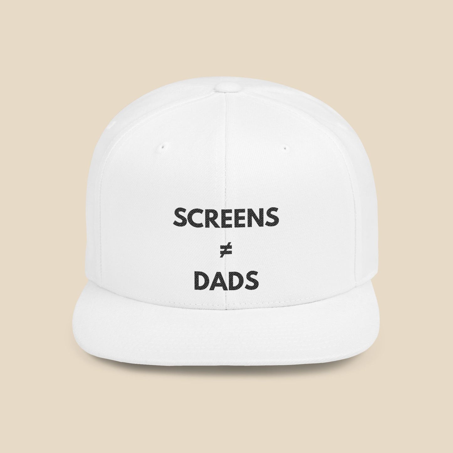 Screens ≠ Dads Flat Bill Snapback Hat – Marriage Material - Black on Light Material